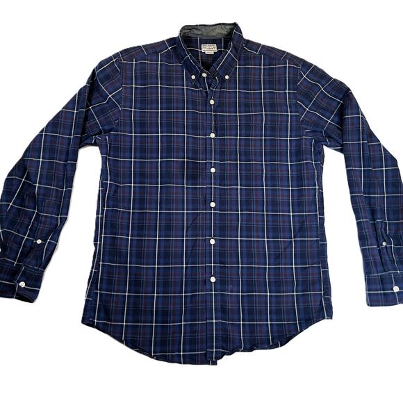 J. Crew Factory Button Down Shirt Men L Plaid Long Sleeve Light Weight Woven - Picture 1 of 10
